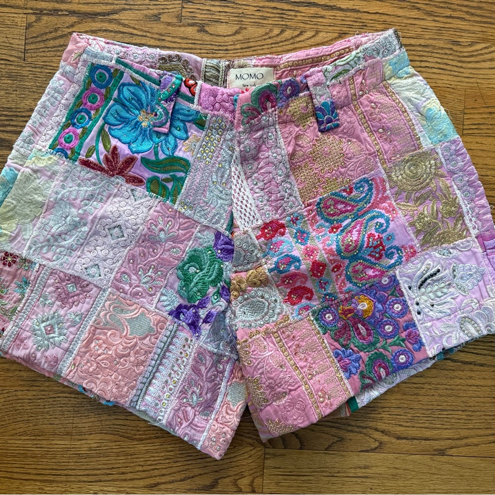 Pink and Blue Patchwork Bermudas